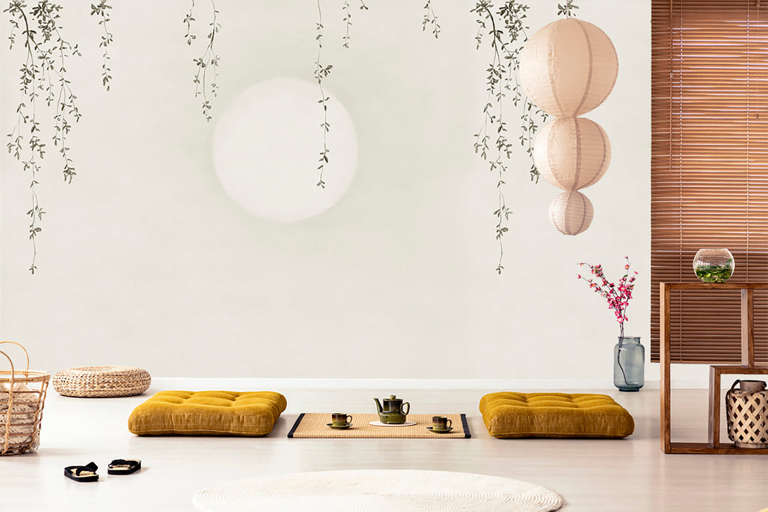 Moon Zen, Japanese Mural Wallpaper featured in tea room