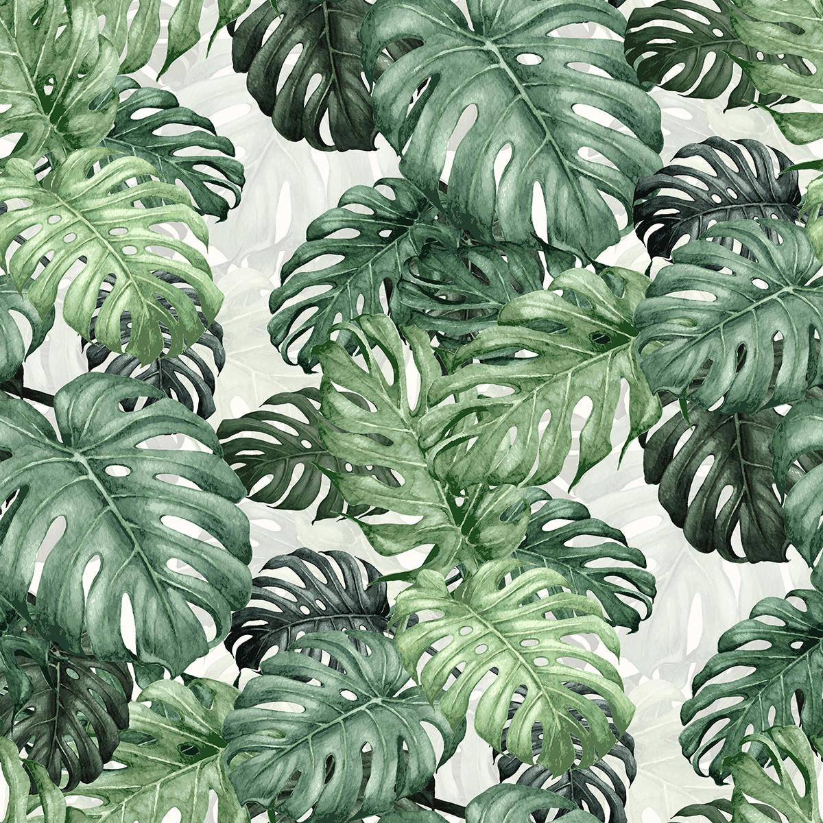 Tropical Mural Wallpaper | Blue Monstera Leaf Design main image 1