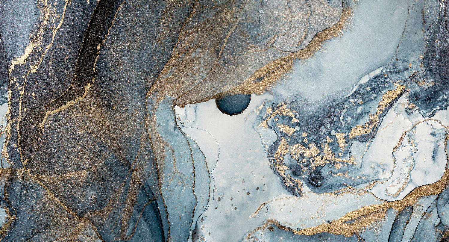 Agate Crystal Marble Texture Wallpaper in Blue closeup