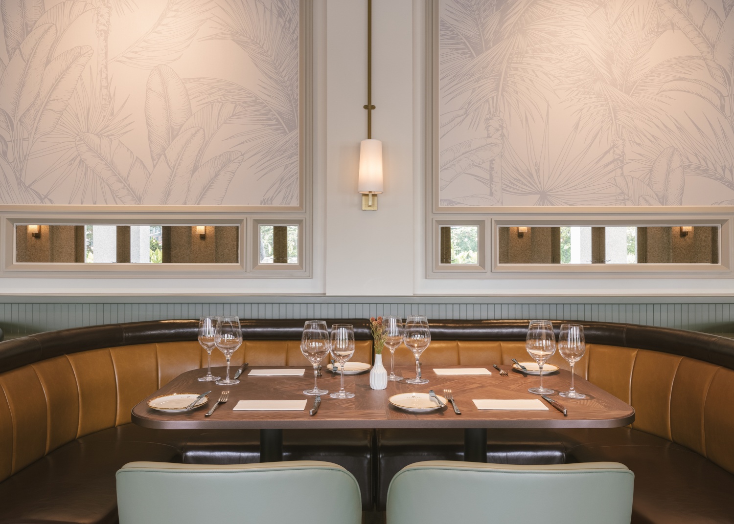 Commercial restaurant wallpaper at Bedrock Origin - Tropics Botanical Mural