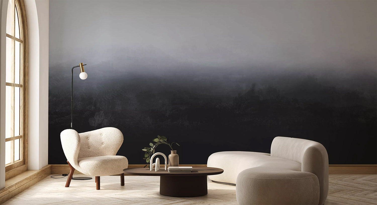Greg Horizon ombre dark blue wallpaper mural with horizon gradient effect