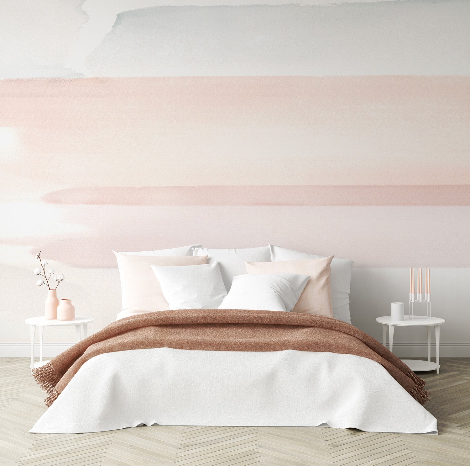 Watercolour brushstroke mural — artistic pastel pink wallpaper for girls with soft blended tones