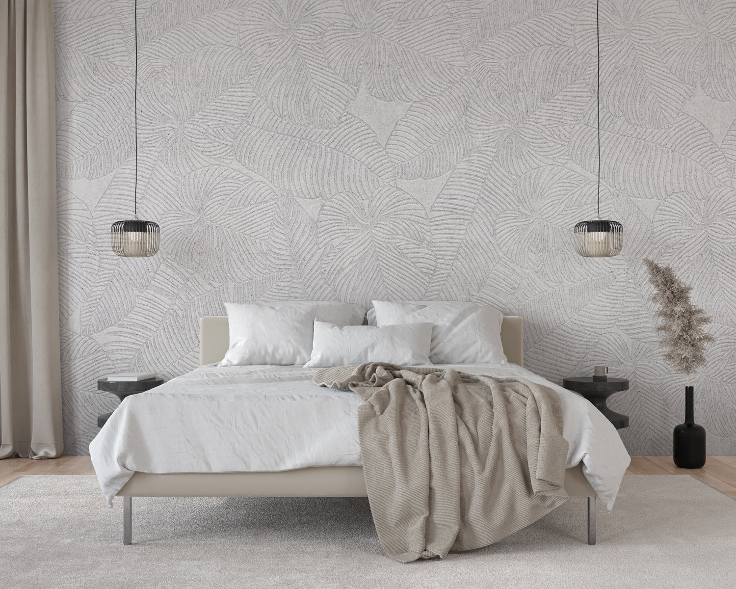 Modern Luxury Stone Faux Texture Mural Wallpaper in HDB Bedroom