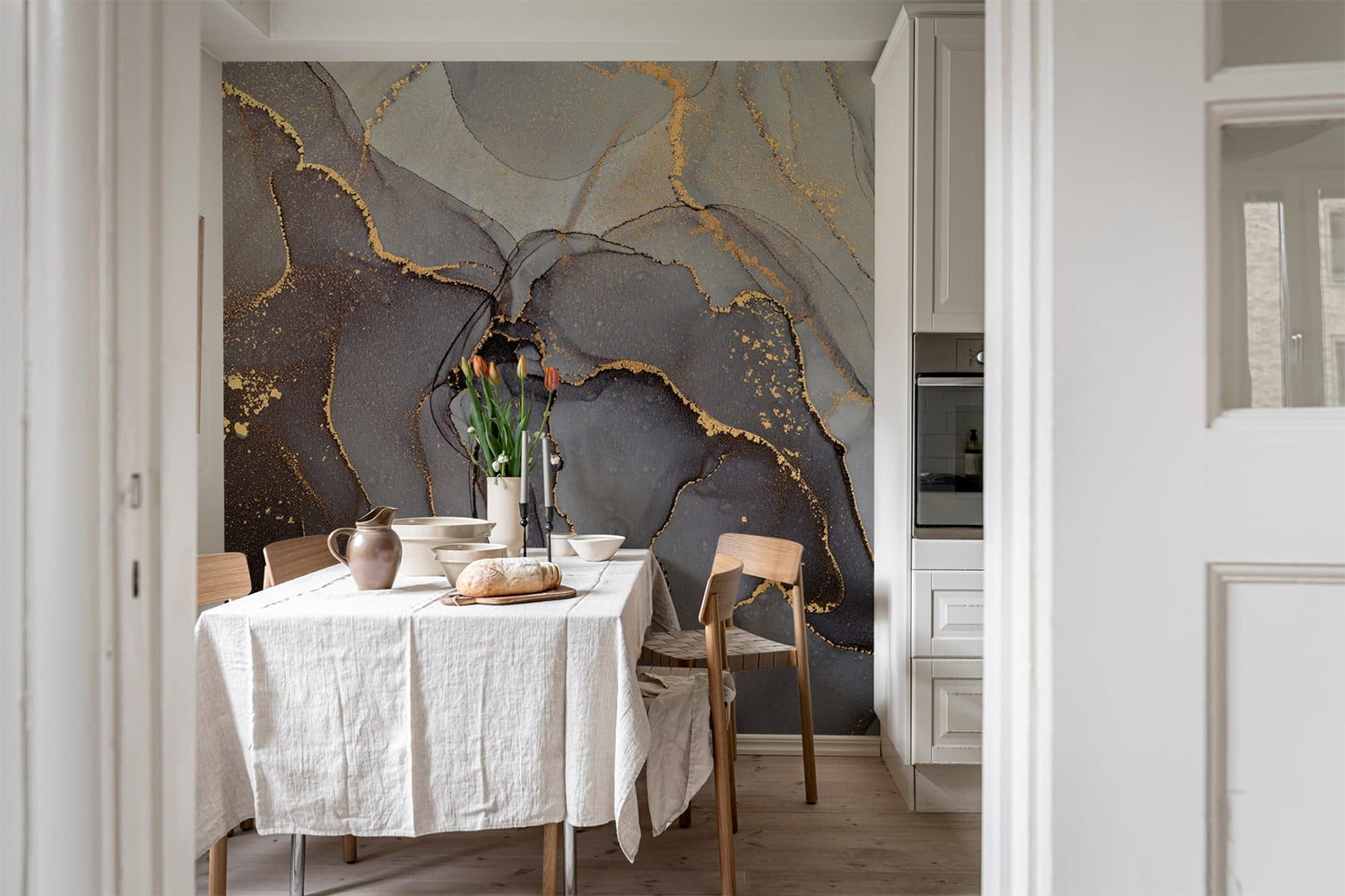 dark abstract wallpaper with marble veining and agate crystal textures in deep tones
