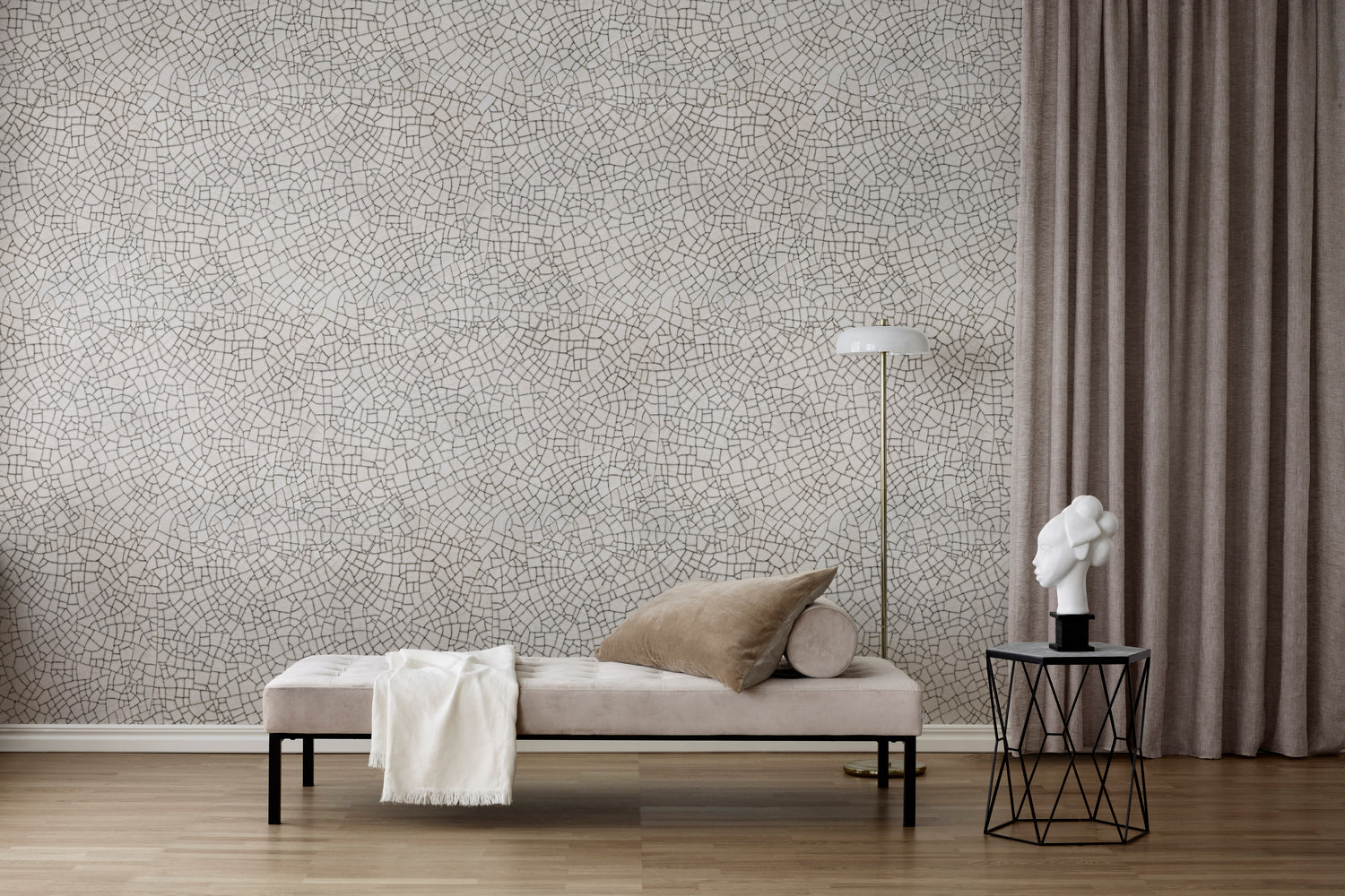 Crackle pattern wallpaper for drawing room