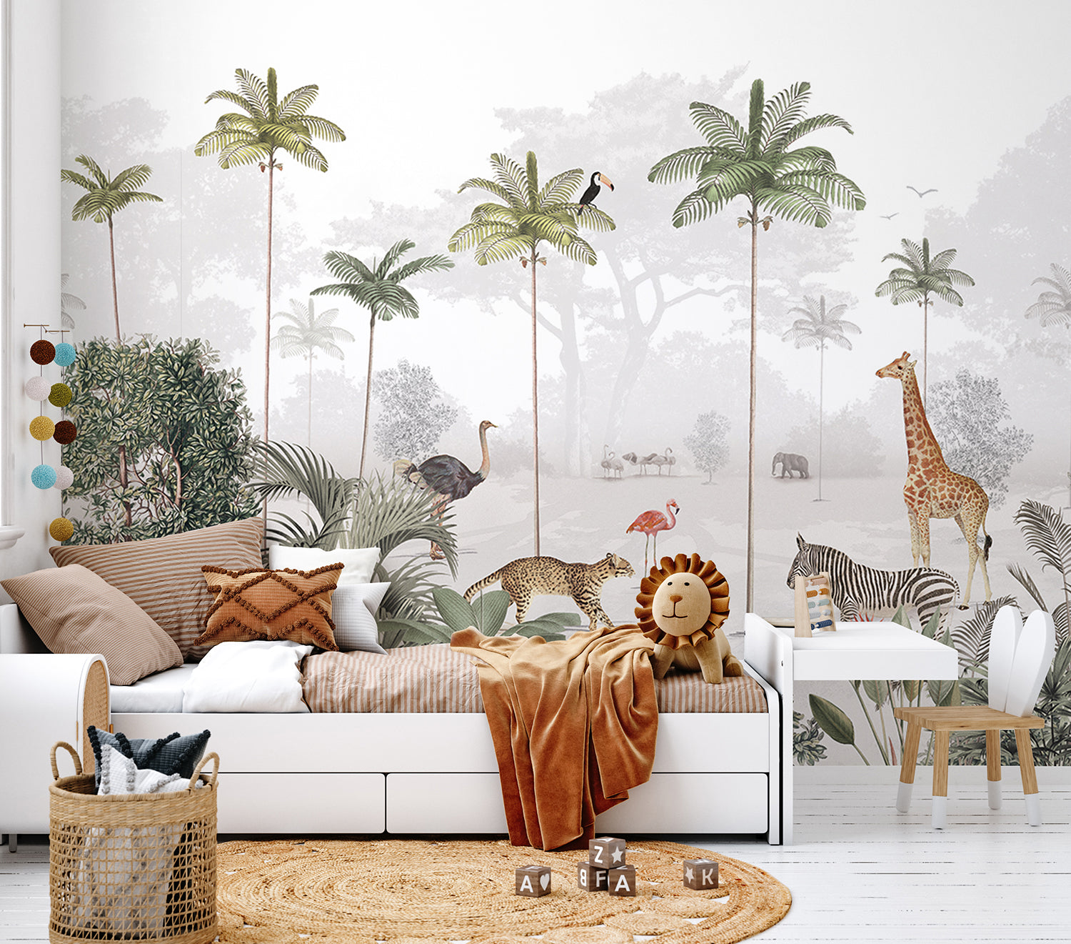 Animal Paradise, Mural Wallpaper featured in toddler boy bedroom